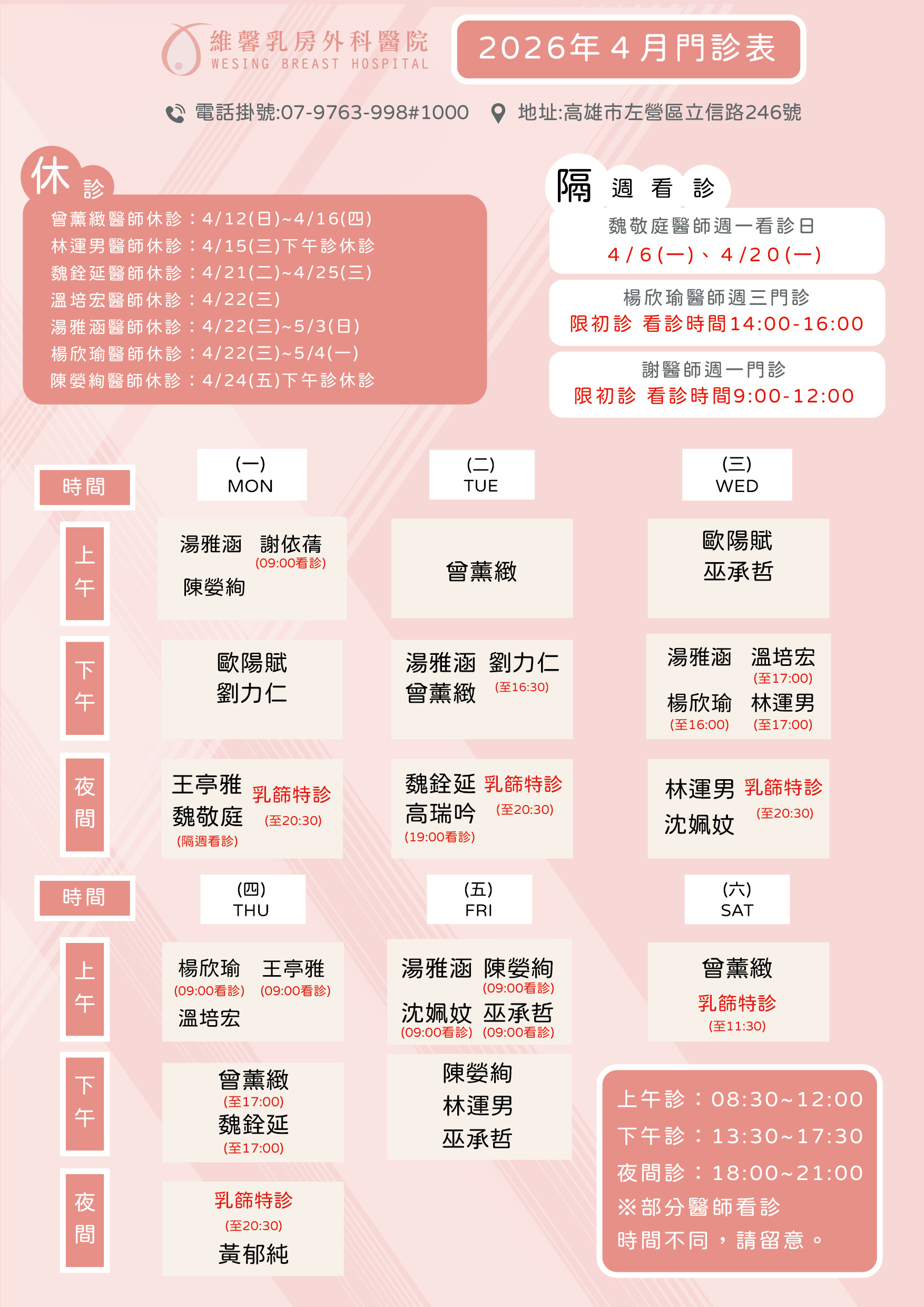 門診時間表