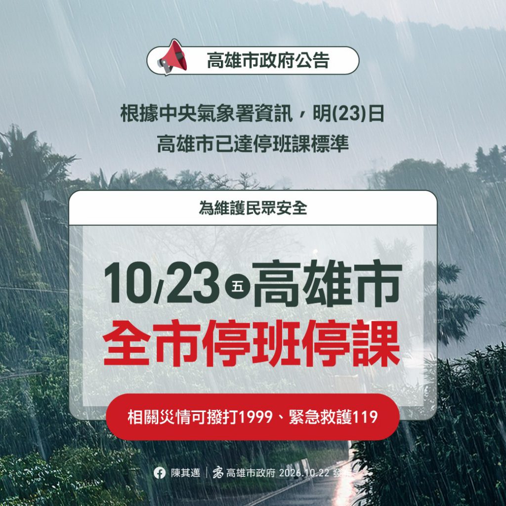 【 10月23日颱風天 休診公告】